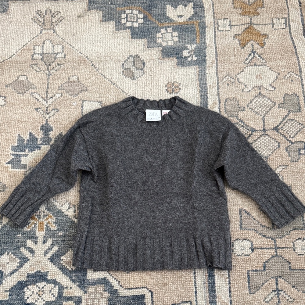 Zara Charcoal Cashmere Crew Neck Sweater size 9-12 months